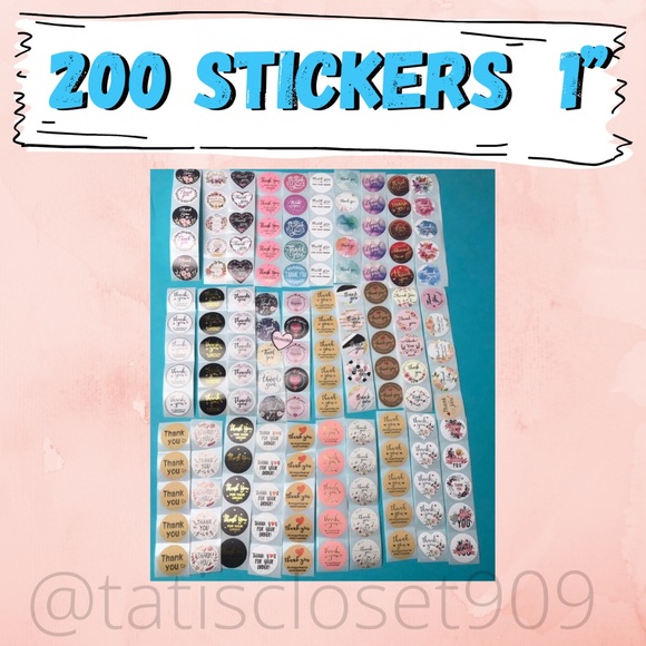 4x$20 💲💲200 assorted thank you stickers 1” - Picture 2 of 14